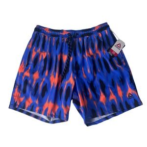 Reebok Mens Core Volley Swim Trunks Blue Orange Tie Dye 7in Inseam Sz Medium NEW